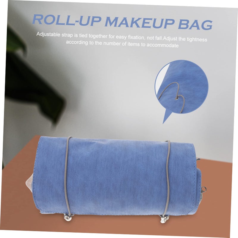 Large Capacity Detachable Travel Makeup Bag Blue Foldable Cosmetic Organizer 53x27cm - Image 4