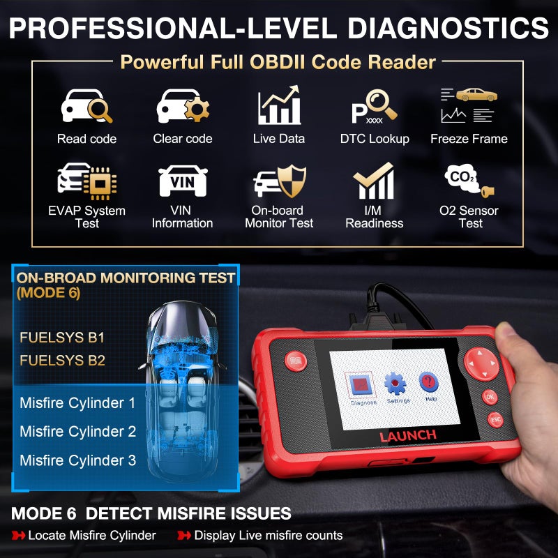 LAUNCH CRP123 V2.0 OBD2 Scanner-2025 New Model Engine/ABS/SRS/Transmission Diagnostic Scan Tool SRS Airbag Code Reader,3 Reset Oil Service/Throttle Relearn/SAS Reset,Lifetime Free Update - Image 4