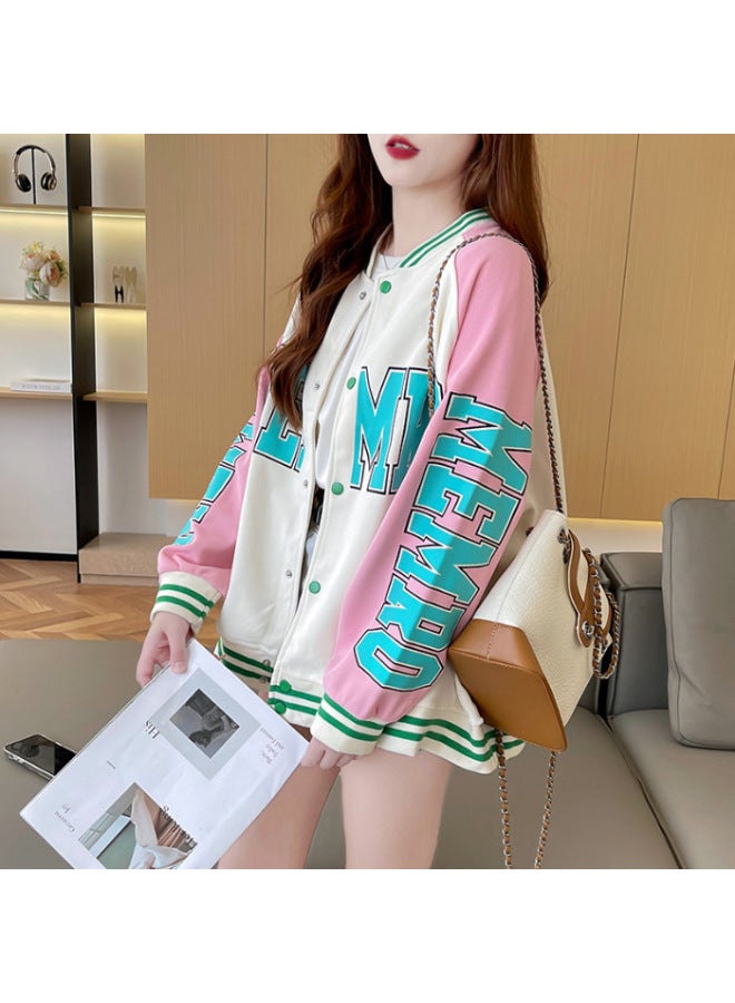 | Pure Cotton | Back Neckline | Korean Style Loose Color Blocking Hooded Baseball Jacket