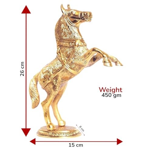 KridayKraft Golden Oxidized Jumping Horse Statue Showpiece for Vastu, Wealth & Decorative for Home,Office,Living Room Gift for Friends,Wedding,Relatives, 15 cm , 8 cm - Image 2