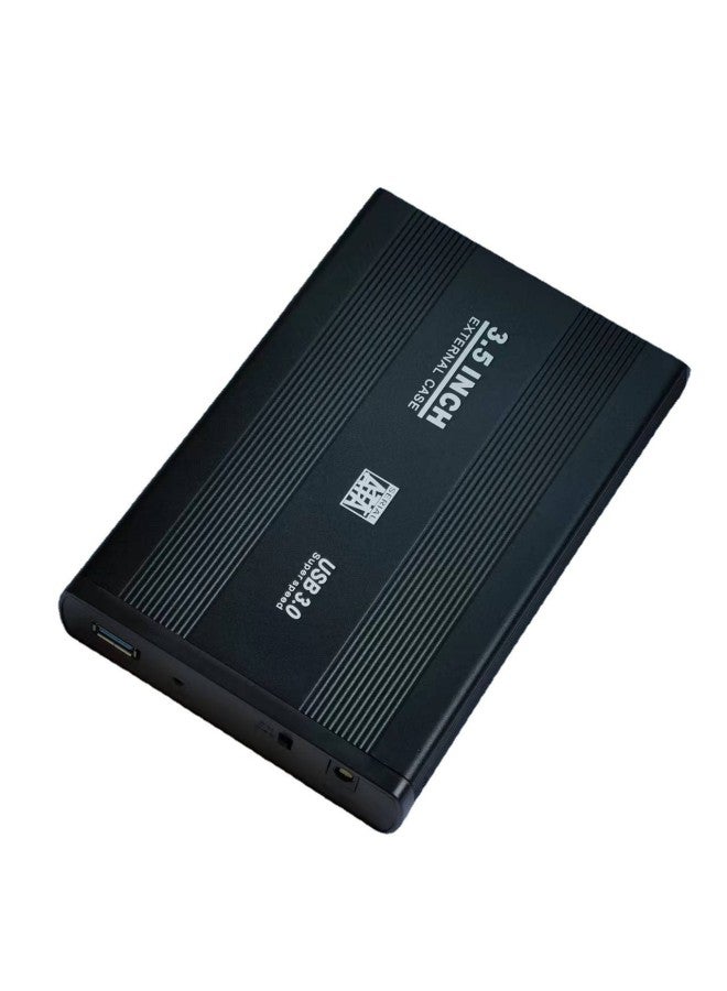 Aluminum Alloy DC12V DC Power Supply USB3.0 Serial Port SATA3.5 Inch Metal Hard Disk Box-Color:Black