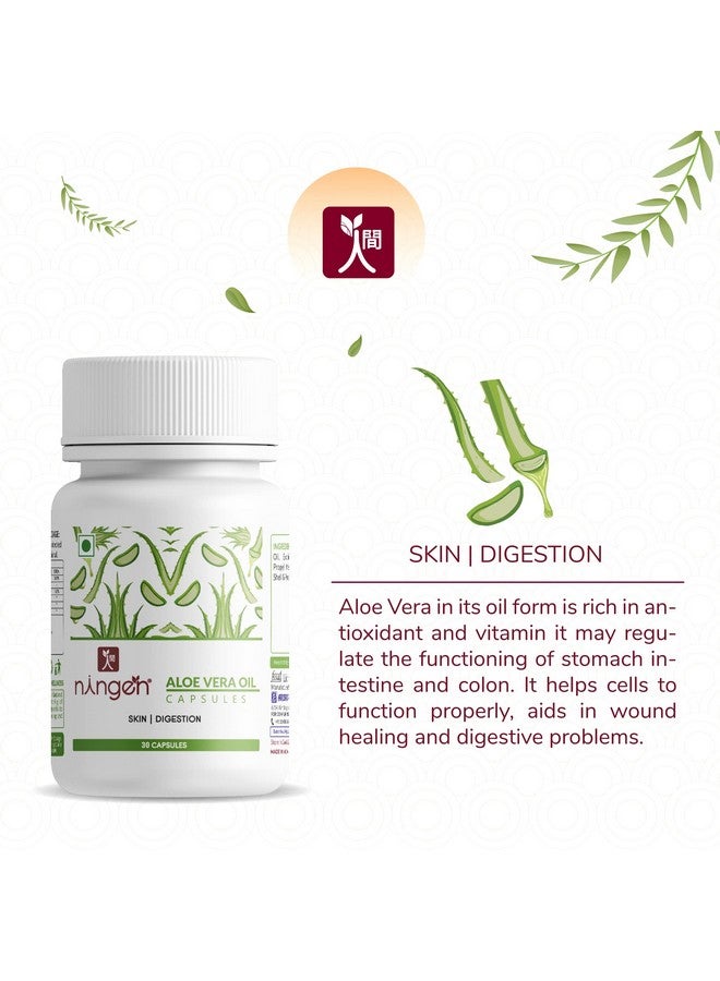 ningen Aloe Vera Oil Capsules, 500Mg I For Skin & Digestion I Gluten, Paraben, Soy, Gmo Free I Coa, Gmp Certified I 30 Veg Hypromellose Oral Capsules - Image 4