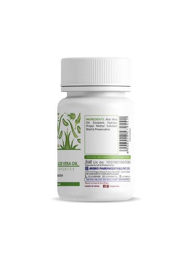 ningen Aloe Vera Oil Capsules, 500Mg I For Skin & Digestion I Gluten, Paraben, Soy, Gmo Free I Coa, Gmp Certified I 30 Veg Hypromellose Oral Capsules - Image 3