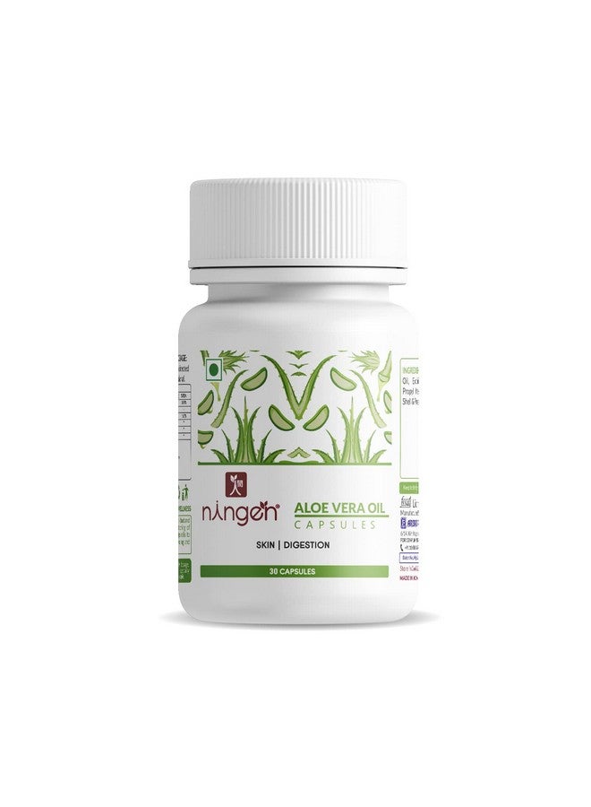 ningen Aloe Vera Oil Capsules, 500Mg I For Skin & Digestion I Gluten, Paraben, Soy, Gmo Free I Coa, Gmp Certified I 30 Veg Hypromellose Oral Capsules - Image 1