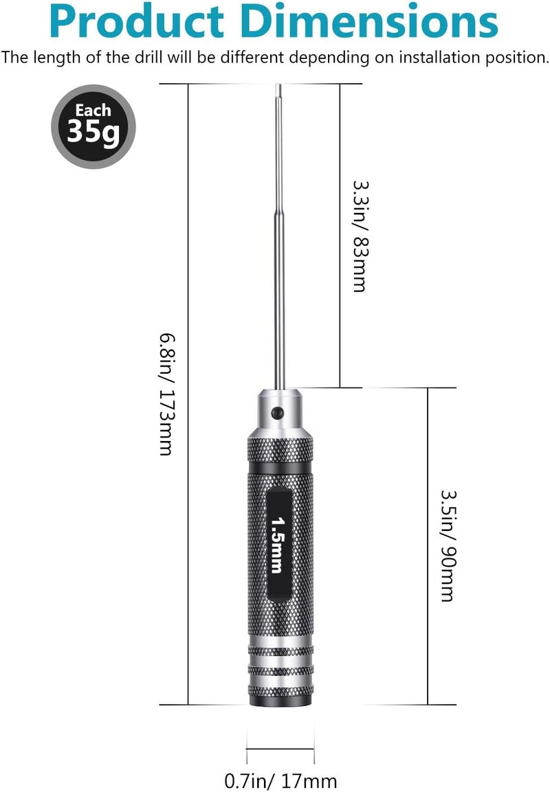 Neewer 4 in 1 Titanium Nitride TiNi Hex Driver Wrench Set (1.5mm, 2mm, 2.5mm, 3.0mm) - Image 2