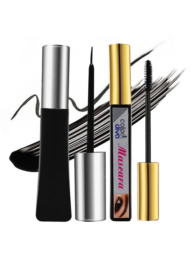 adbeni High Rise Black Eyeliner & Mascara, 6Ml Each | Smudge Proof Eye Makeup & Deeply Pigmented, Cruelty Free (Pack 2) - Image 1