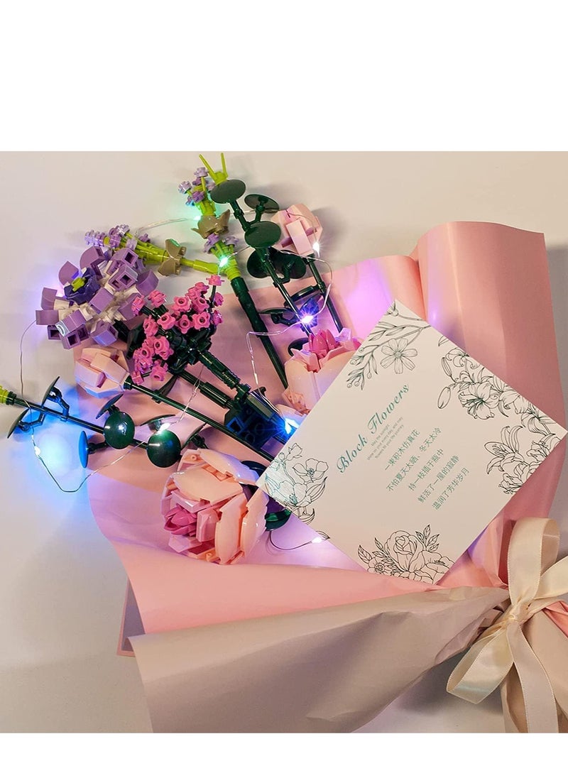 Rose Flower Bouquet Building Kit, Unique Artificial Flowers with LED LightWrapping Paper and Card, DIY Creative Flower Bouquet Set  Ideal Gifts for Adult Girl Kids Birthday 413 Pieces - pzsku/Z1EA573E2D8C3C95DE241Z/45/_/1717049563/6f3de965-b467-464e-b16e-049d06096f1c