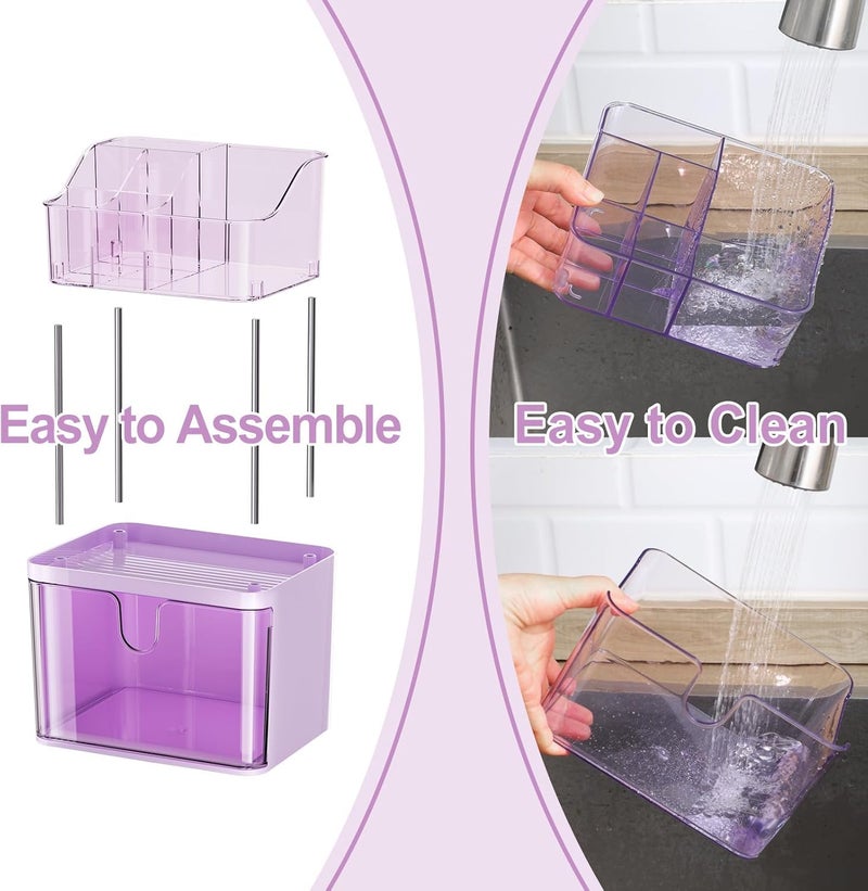 Dravina 3-Tier Makeup Organizer Storage Box | Vanity Tray for Cosmetics, Skincare Organizers, Stationery & Countertop Storage | Bathroom & Dressing Table Organizer, Ideal Gift for Women, Purple, 35cm - Image 5