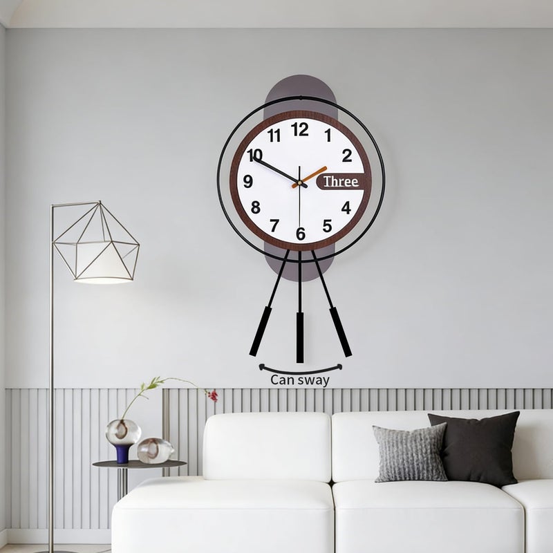 Dankeit Modern Wall Clock with Oak Wood Dial and Silent Movement,12.6x22.8 Inch Acrylic Large Contemporary Decorative Pendulum Clock for Living Room,Bedroom,Kitchen,Office (Black/White) - Image 5
