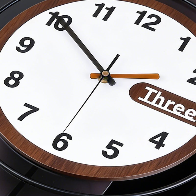 Dankeit Modern Wall Clock with Oak Wood Dial and Silent Movement,12.6x22.8 Inch Acrylic Large Contemporary Decorative Pendulum Clock for Living Room,Bedroom,Kitchen,Office (Black/White) - Image 2
