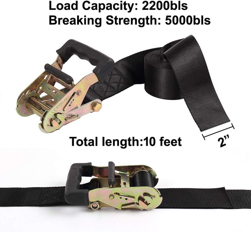 Ayaport Endless Ratchet Tie Down Straps Heavy Duty Cargo Tie Downs, Sturdy Nylon Black Strap Down Ratcheting Securing Straps, Track Spring Fittings, Tie-Down Motorcycles, Trailer Loads, Kayak - Image 3