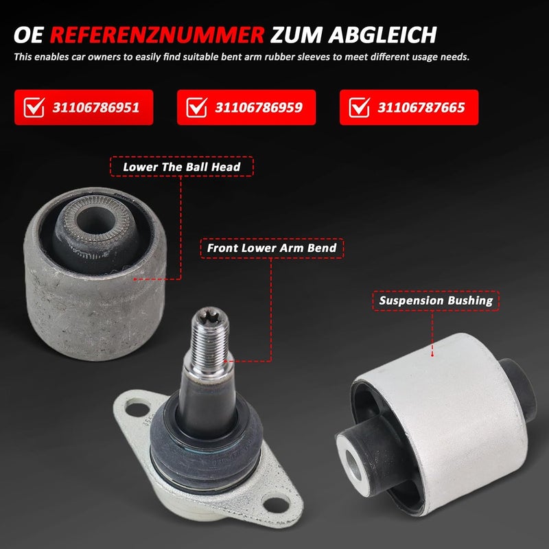 Bomunik Control Arm and Traction Arm Bushings Set for BMW X3 (F25) 2011-2017 and X4 (F26) 2014-2018 - Image 4