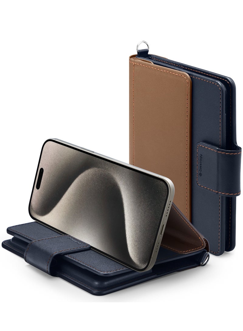 Caseology Caseology Nano Pop Passport Stand Holder RFID Blocking Secure Travel Documents Organizer Cover Premium Vegan Leather Card Slot Case with Magnetic Closure Sim Card Pin included - Mulberry Indigo  - Image 1