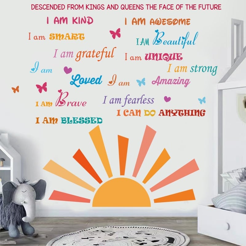 Casa Decor Inspirational Quotes Motivational Sayings Half Sun Peel and Stick Wall Art Decals for Baby Nursery Kids Bedroom Living Room Decoration - Image 4
