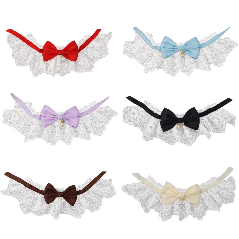 Christmas Pet Saliva Pocket Lace Cute Bow Cat Collar Hood Cat Collar Small Dog Collar - Image 5