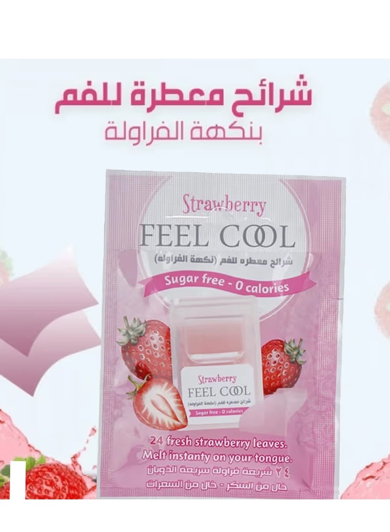 شرائح معطرة للفم نكهة الفراولة .24شريحة .خال من السكر وخال من السعرات