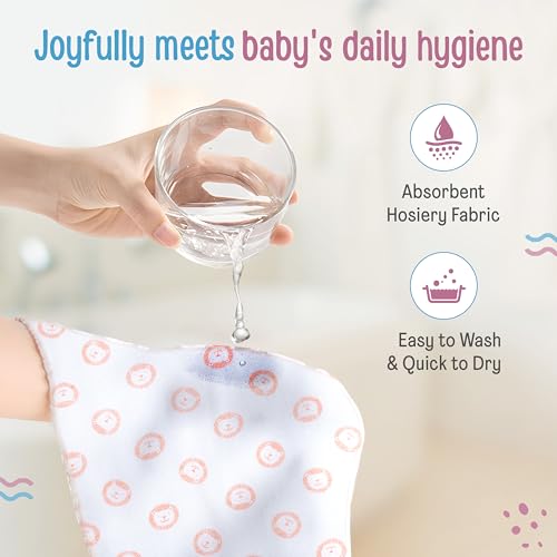 Luv Lap LuvLap Muslin Cotton Cloth Premium Baby Washcloth for New Born, Washable (22 cm x 22 cm) Reusable, Absorbent, Extra Soft Face Towels/Washcloth for Babies, Stars, Balloons Print, Pack of 6, Multicolour - Image 5