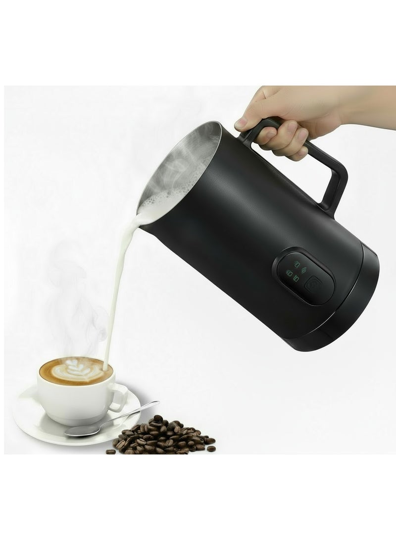 صانع رغوة الحليب، جهاز بخار الحليب الكهربائي 4 في 1، صانع رغوة أوتوماتيكية ساخنة وباردة سعة 350 مل وجهاز تسخين الحليب لللاتيه والكابتشينو والماكياتو، 400 وات باللون الأسود - Image 1