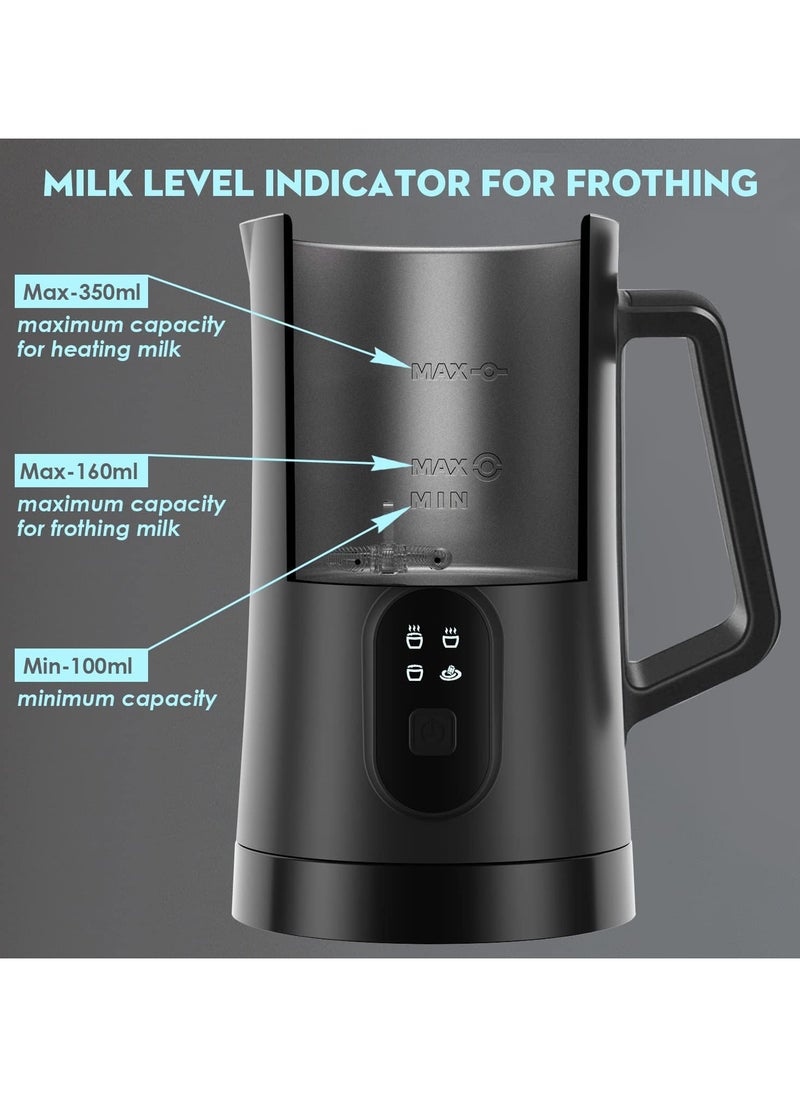Generic - Milk Frother, 4-in-1 Electric Milk Steamer, 350ml Automatic Hot and Cold Foam Maker and Milk Warmer for Latte, Cappuccinos, Macchiato, 400W Black - Image 1
