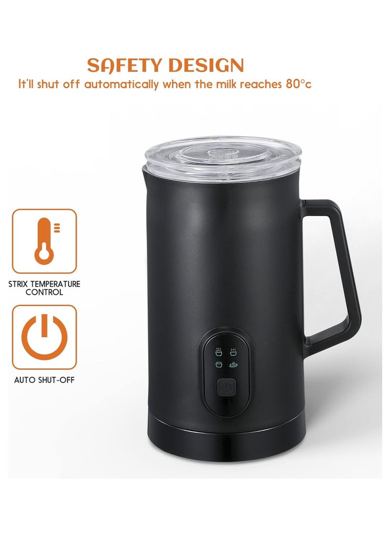 Generic - Milk Frother, 4-in-1 Electric Milk Steamer, 350ml Automatic Hot and Cold Foam Maker and Milk Warmer for Latte, Cappuccinos, Macchiato, 400W Black - Image 1