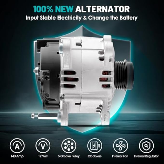 Farrme 11254 Car Alternators 140A Fit for Volkswagen Jetta 2005-2014, Golf 2010-2014, Rabbit 2006-2009 L5 2.5L Automotive Replacement Alternators 07K903023A, 0124525102, ABO0402 - Image 3