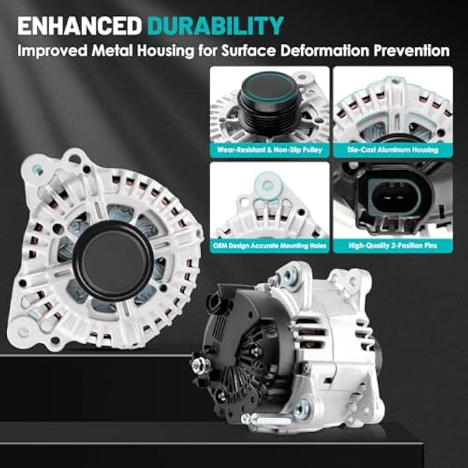 Farrme 11254 Car Alternators 140A Fit for Volkswagen Jetta 2005-2014, Golf 2010-2014, Rabbit 2006-2009 L5 2.5L Automotive Replacement Alternators 07K903023A, 0124525102, ABO0402 - Image 4