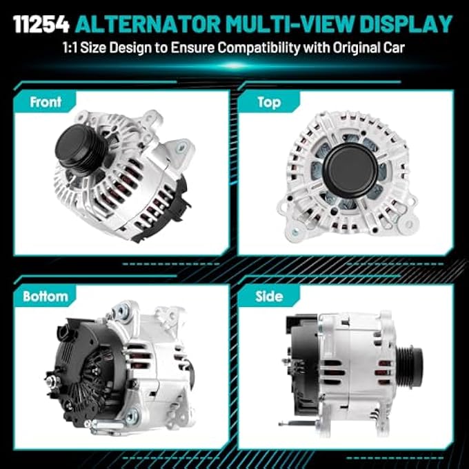 Farrme 11254 Car Alternators 140A Fit for Volkswagen Jetta 2005-2014, Golf 2010-2014, Rabbit 2006-2009 L5 2.5L Automotive Replacement Alternators 07K903023A, 0124525102, ABO0402 - Image 5