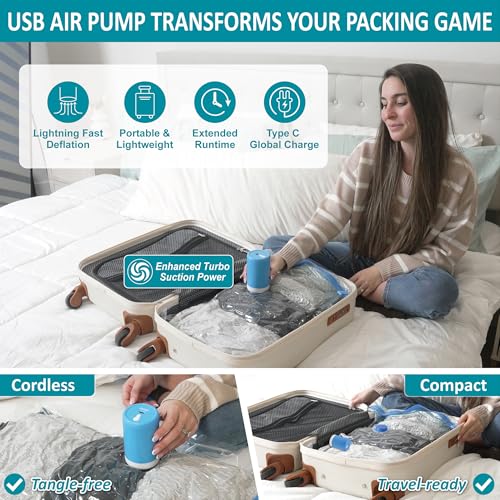 Cozy Essential 26 Pack Vacuum Storage Bags with Portable Electric Pump, Vacuum Seal Space Saver Bags for Clothing, Pillows, Blanket, Bedding, Comforters - Image 3