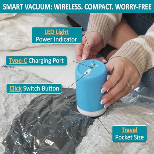 Cozy Essential 26 Pack Vacuum Storage Bags with Portable Electric Pump, Vacuum Seal Space Saver Bags for Clothing, Pillows, Blanket, Bedding, Comforters - Image 5