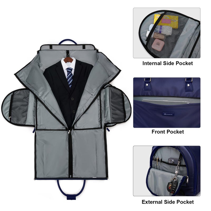 Modoker Rolling Garment Bags, Large Garment Duffle Bag with Wheels, 3 in 1 Garment Suit Luggage Bag for Women Men Business Travel Weekender, Blue - Image 4