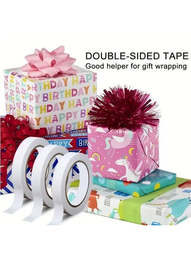 6 Rolls Double Sided Tape 3 Sizes for Crafts Gift Wrapping Office School Supplies White - Image 3