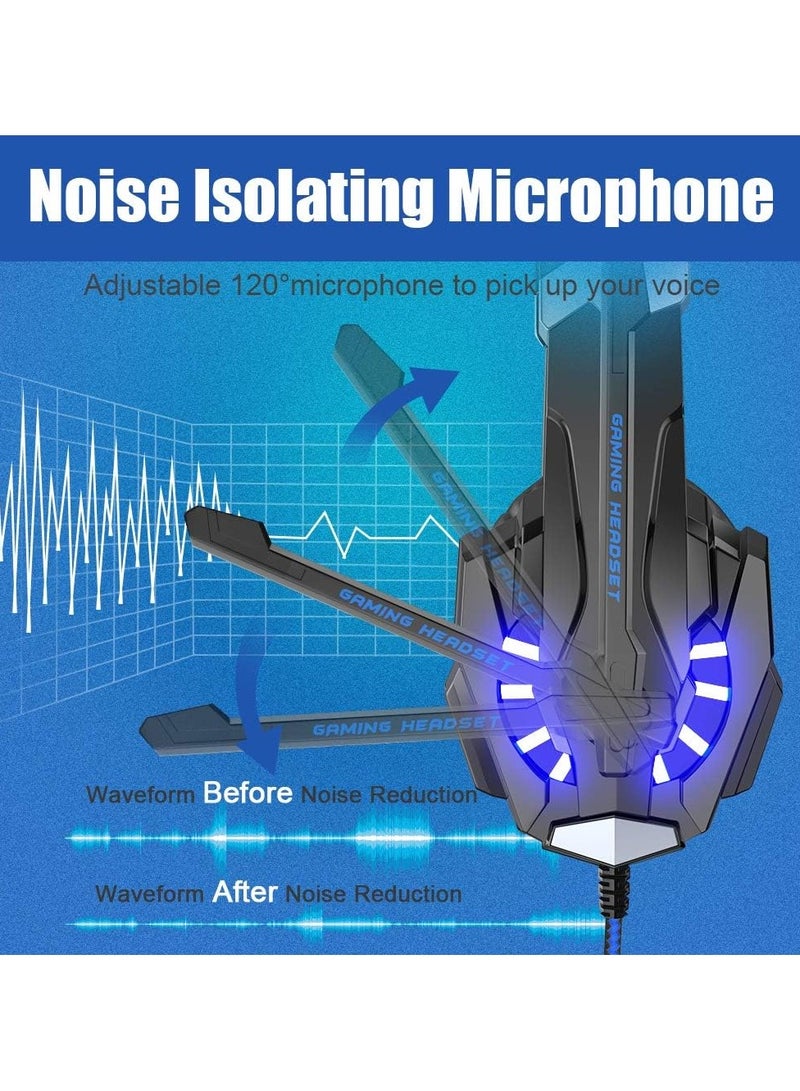 G9000 Stereo Gaming Headset for PS4 PC Xbox One Controller, Noise Cancelling Over Ear Headphones with Mic, LED Light, 7.1 Surround Sound, Soft Memory Earmuffs for Nintendo Switch 3DS - Image 3