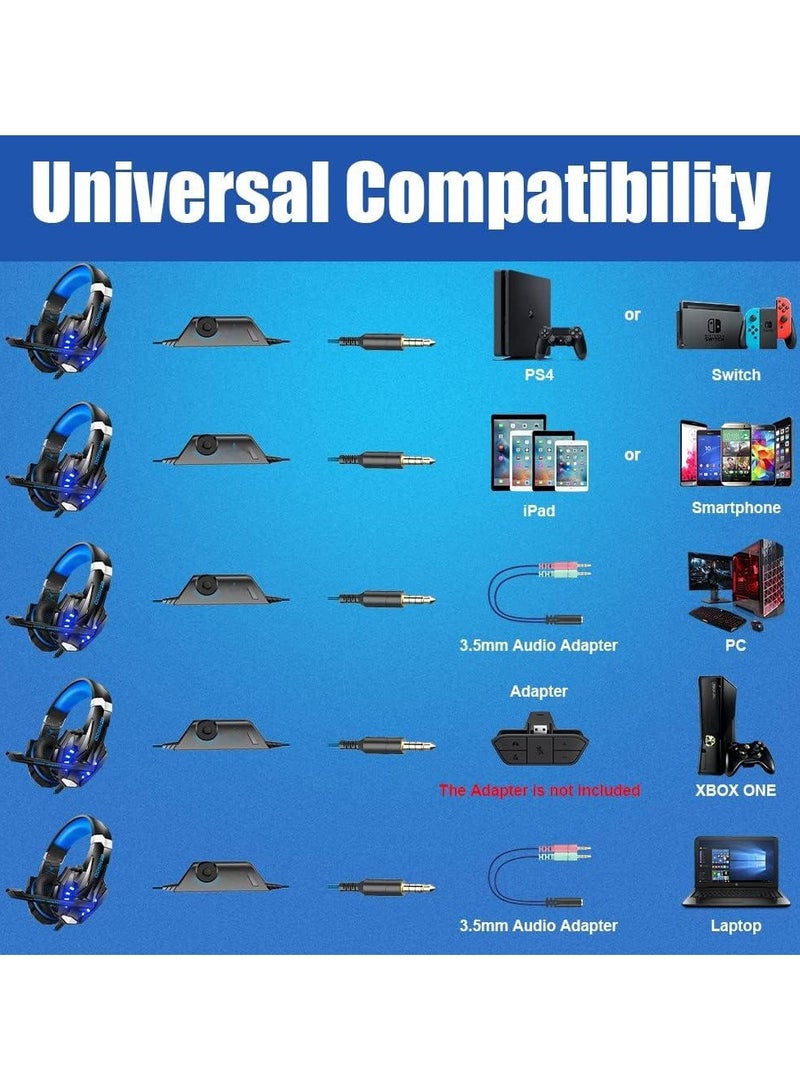 G9000 Stereo Gaming Headset for PS4 PC Xbox One Controller, Noise Cancelling Over Ear Headphones with Mic, LED Light, 7.1 Surround Sound, Soft Memory Earmuffs for Nintendo Switch 3DS - Image 2