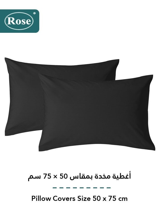 Rose Luxurious Plain Fitted Sheet with Deep Pockets and Pillow Cases, Bed Sheet 3-Pieces Set, Soft & Cozy Microfiber Breathable and Cooling, King Size 200x200+38 cm, Black - Black - Image 4