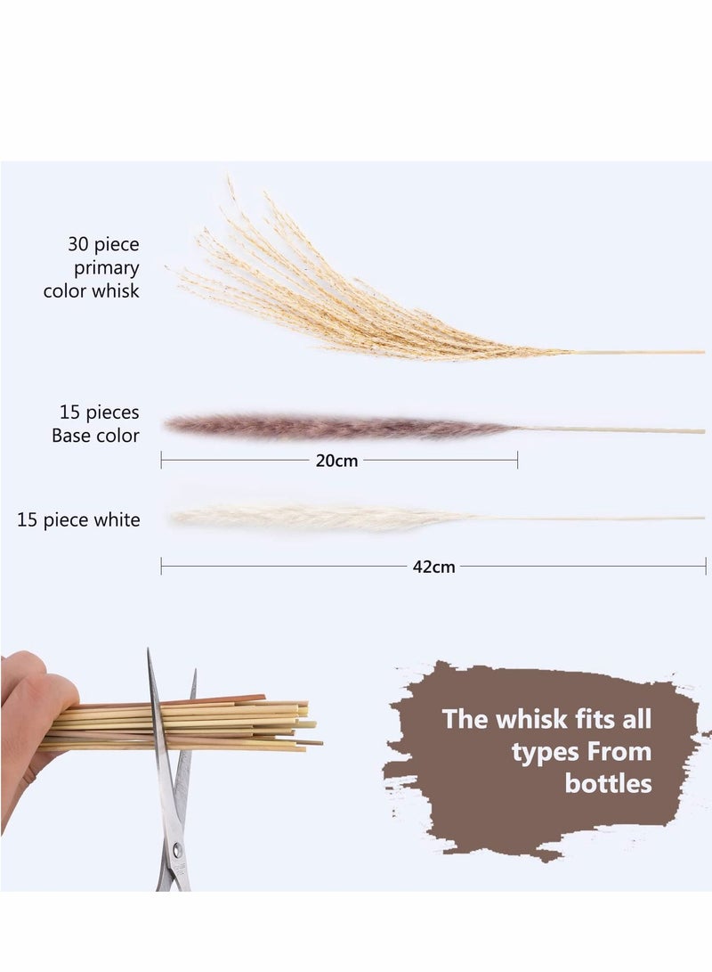 Dried Pampas Grass, 60 Pcs Boho Natural Flowers Arrangements White Reed, Bunny Tails for Home Decor Flower Living Room Balcony Wedding Party - Image 2