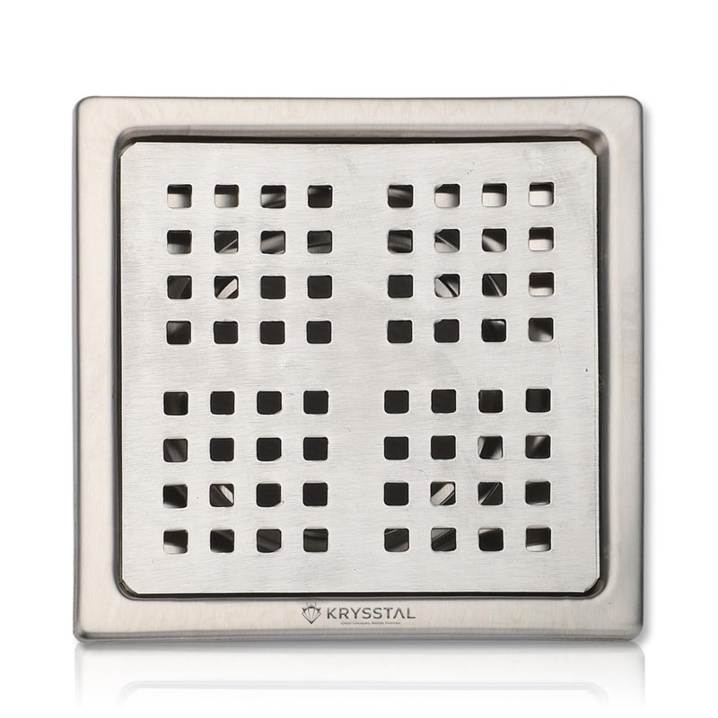 KRYSSTAL Pixel Floor Drain 304 Stainless Steel Square Jali | Designer Matte Finish Grating for Bathroom (5x5 Inches) - Image 1