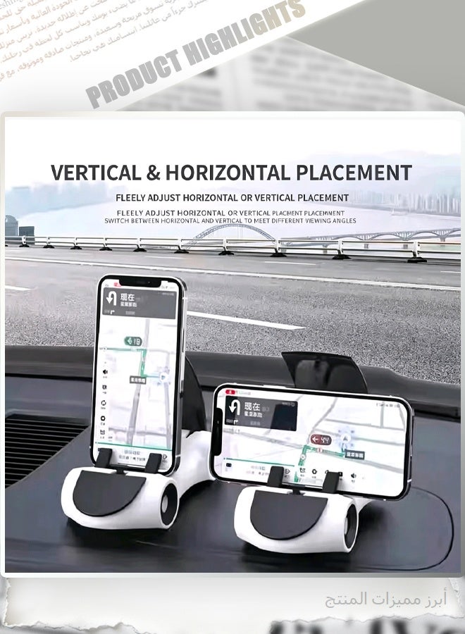 حامل هاتف للسيارة قابل للدوران بزاوية 360 درجة، يثبت على لوحة القيادة بتصميم جذاب على شكل سيارة رياضية، حامل شامل للهواتف الذكية، لون أبيض. - Image 5