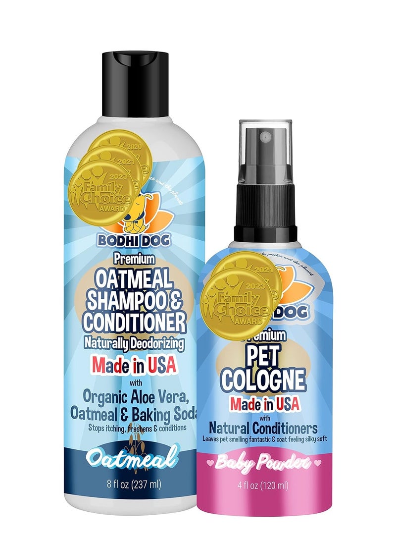 Bodhi Dog - Bodhi Dog baby powder scented cat & dog cologne 4oz + oatmeal dog shampoo & conditioner for pet grooming 8oz | moisturizing dog shampoo for sensitive skin deodorizing cat and dog grooming bundle - Image 1