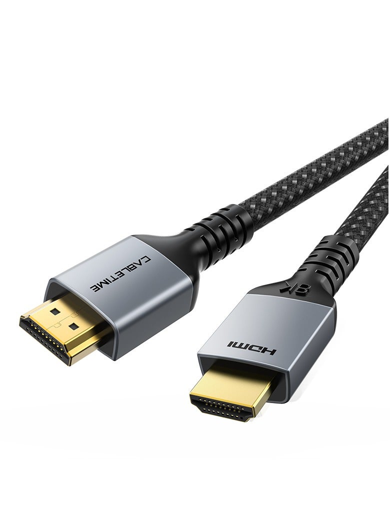 كابل تايم كابل HDMI 2.1 فائق السرعة من CABLETIME بدقة 8K، بسرعة 48 جيجابت (3 Meters) في الثانية، مع تغليف مضفر من النايلون، يدعم eARC، HDR، Dolby Vision، صوت محيط 7.1، CEC، EDID، HDCP 2.2، DTS-HD Master Audio وDolby Atmos، ضمان لمدة سنتين. - Image 1