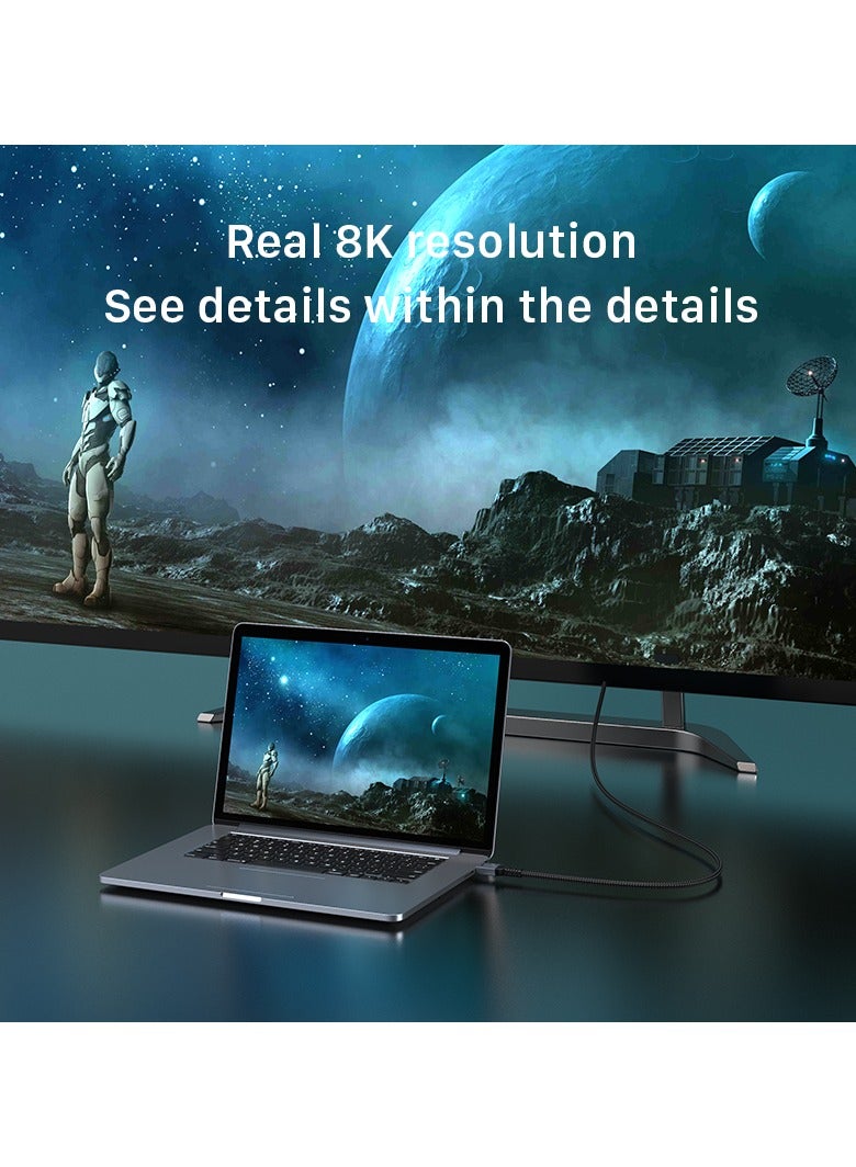 كابل تايم كابل HDMI 2.1 فائق السرعة من CABLETIME بدقة 8K، بسرعة 48 جيجابت (3 Meters) في الثانية، مع تغليف مضفر من النايلون، يدعم eARC، HDR، Dolby Vision، صوت محيط 7.1، CEC، EDID، HDCP 2.2، DTS-HD Master Audio وDolby Atmos، ضمان لمدة سنتين. - Image 4