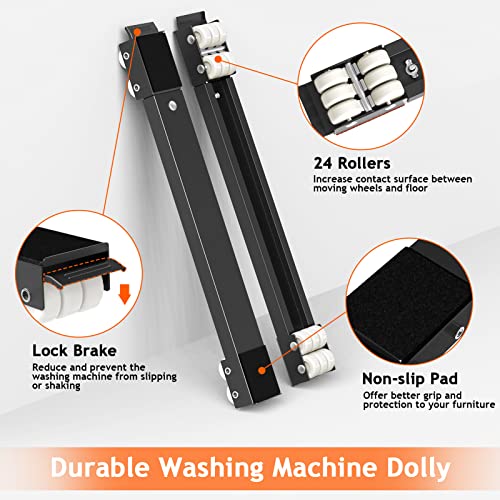 Ronlap Furniture Washing Machine Dolly, Extendable Appliance Rollers Refrigerator Heavy Duty, Washing Machine Stand Wheels Fridge Appliance Dolly Movers Mobile Washer and Dryer Moving Base, Black - Image 2