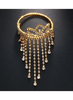 Rhinestone Tassel Arm Cuff Bracelet for Women and Girls, Layered Crystal Upper Arm Jewelry, Adjustable Open Cuff Armband, Elegant and Dainty Accessory for Parties, Ceremonies and Special Occasions