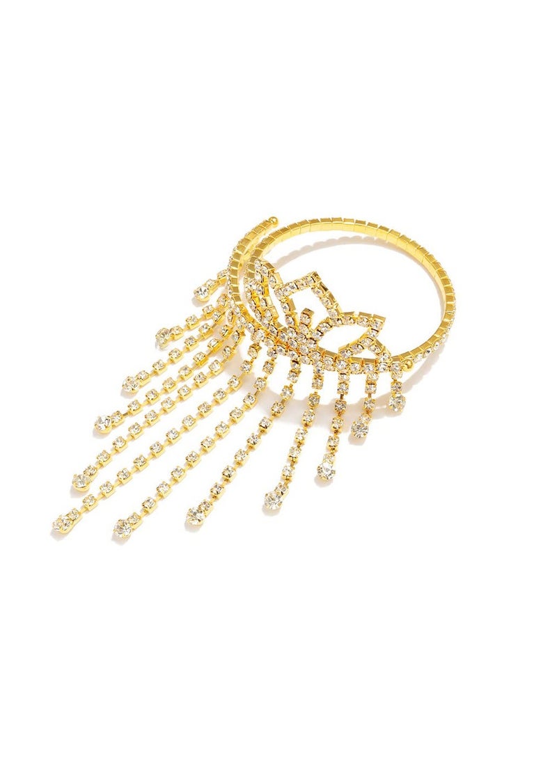 SYOSI - Rhinestone Tassel Arm Cuff Bracelet for Women and Girls, Layered Crystal Upper Arm Jewelry, Adjustable Open Cuff Armband, Elegant and Dainty Accessory for Parties, Ceremonies and Special Occasions - Image 1