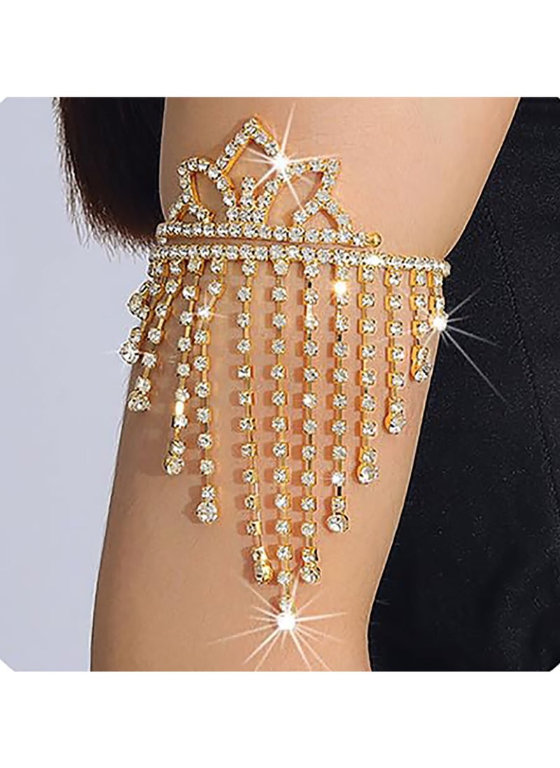 SYOSI - Rhinestone Tassel Arm Cuff Bracelet for Women and Girls, Layered Crystal Upper Arm Jewelry, Adjustable Open Cuff Armband, Elegant and Dainty Accessory for Parties, Ceremonies and Special Occasions - Image 1