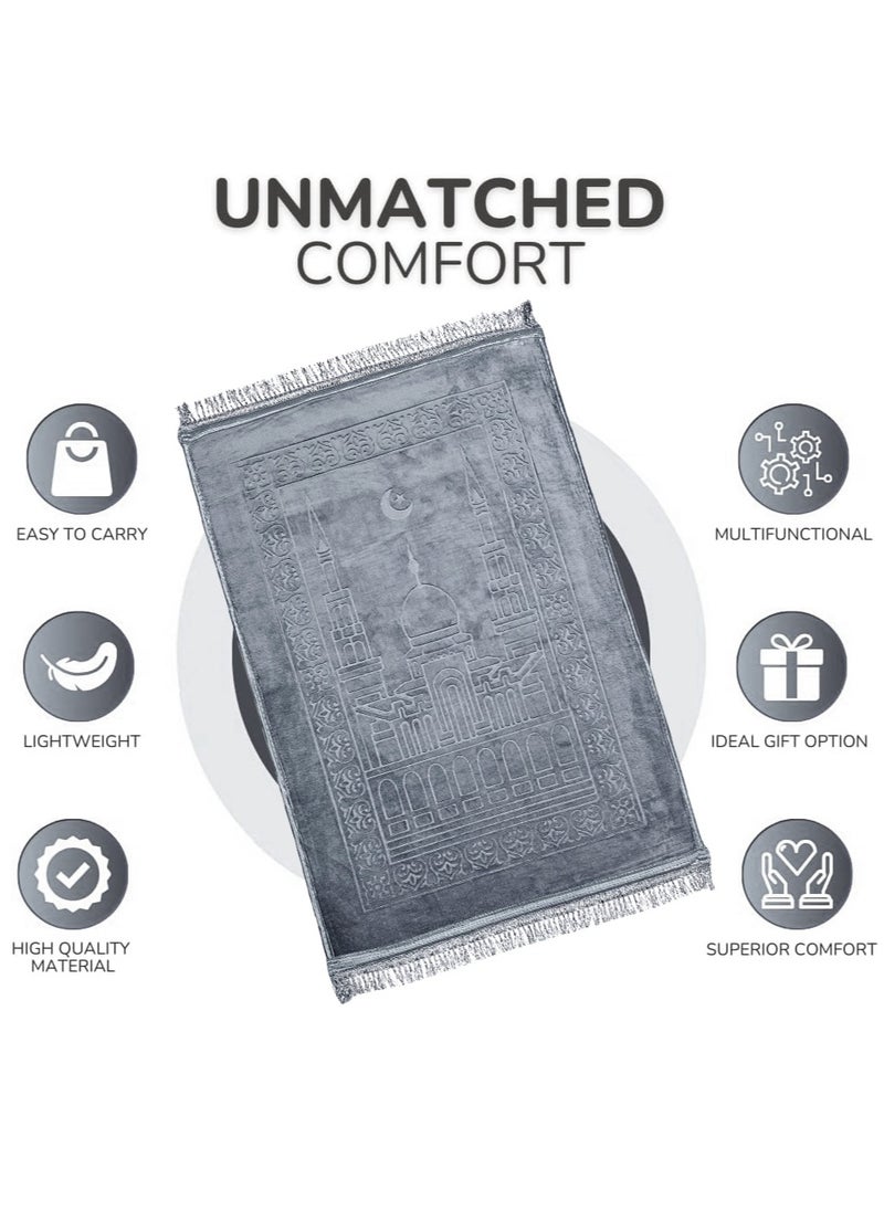 Fabienne - Anti-Slip Velvet Top Prayer Mat Grey 80x120 cm - Image 1