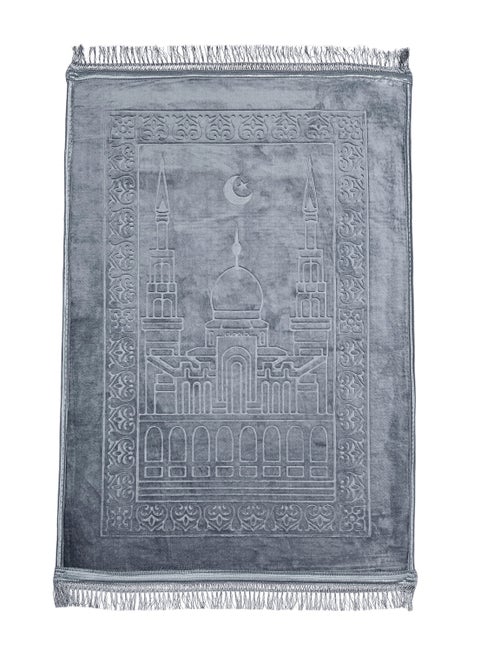 سجادة صلاة علوية من المخمل مانعة للانزلاق رمادي 80x120 سم