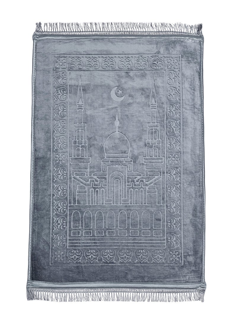 Fabienne - Anti-Slip Velvet Top Prayer Mat Grey 80x120 cm - Image 1