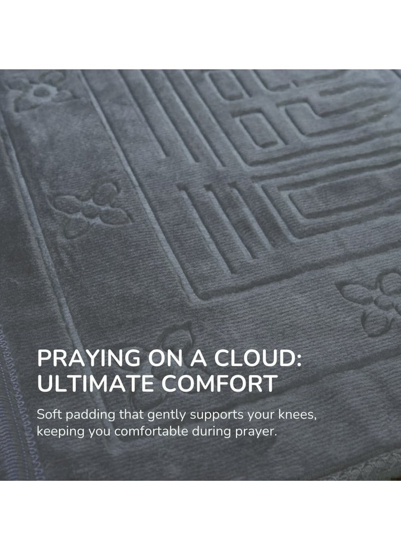 Fabienne - Anti-Slip Velvet Top Prayer Mat Grey 80x120 cm - Image 1