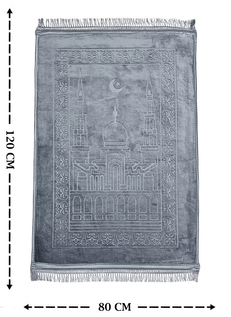 Fabienne - Anti-Slip Velvet Top Prayer Mat Grey 80x120 cm - Image 1