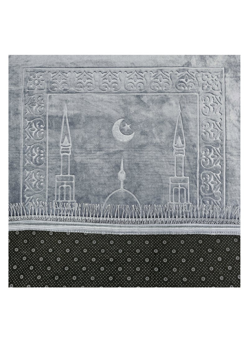 Fabienne - Anti-Slip Velvet Top Prayer Mat Grey 80x120 cm - Image 1